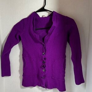 J crew purple wool cardigan